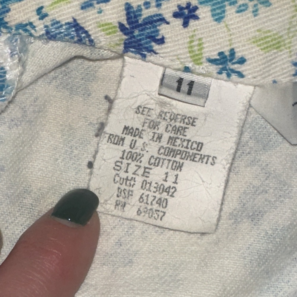 Vintage Paris Blues Denim Dress Medium Floral Full Zip Up Retro Y2K Midi Spring - Picture 5 of 9